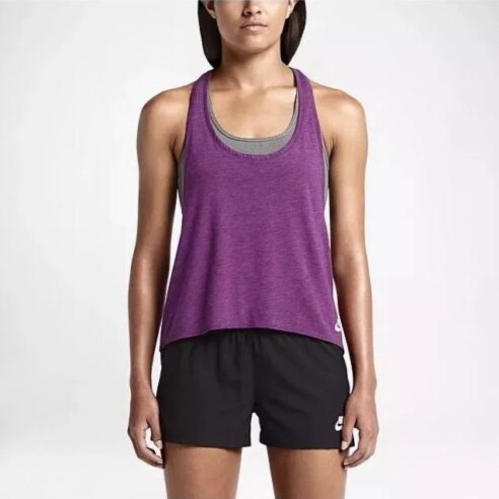 Nike Purple Tech Burnout Yoga Running Athletic Active Tank Top Size Medium VGC